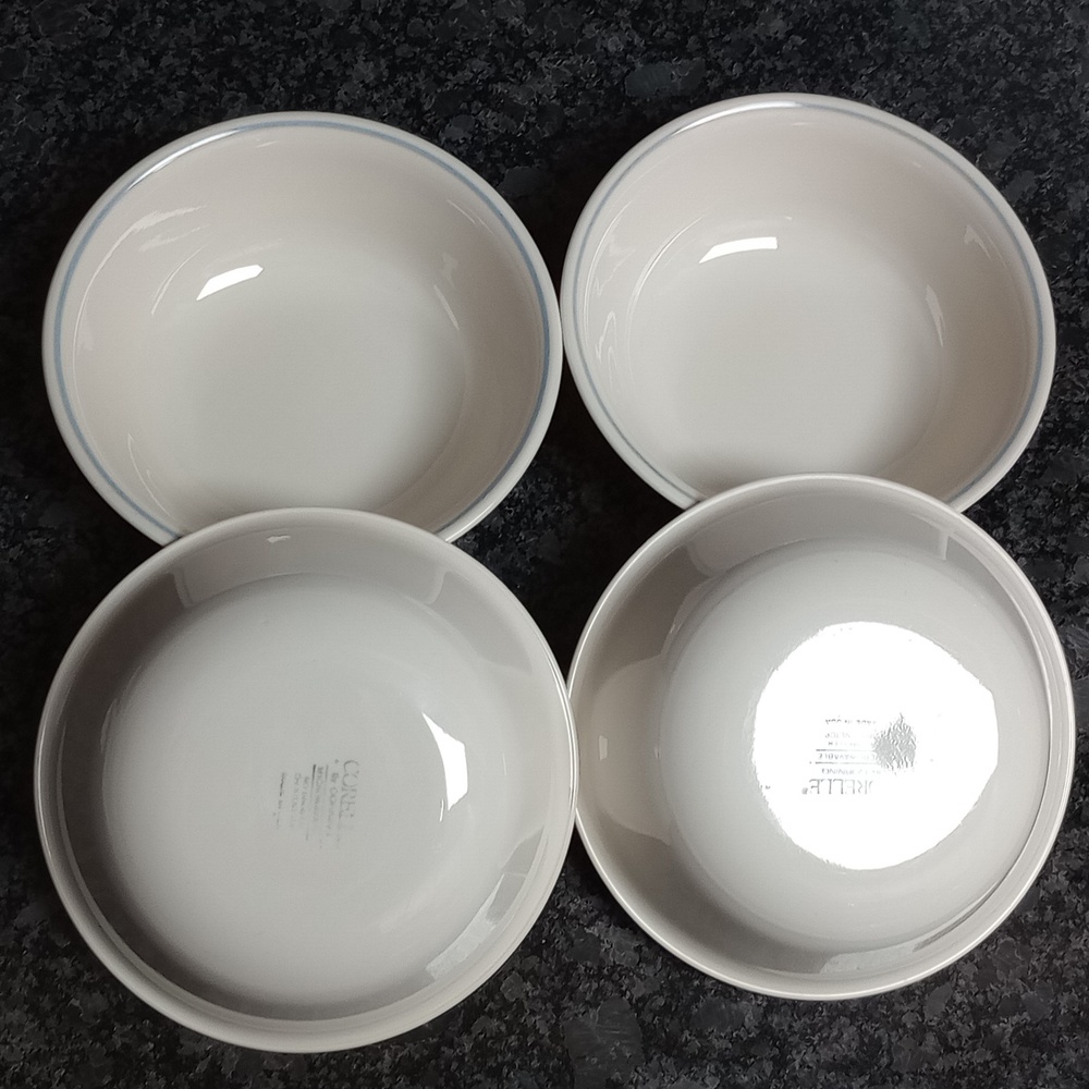 Corelle by Corningware 16oz Soup/Salad/Cereal Bowl Sandstone lt blue stripe
